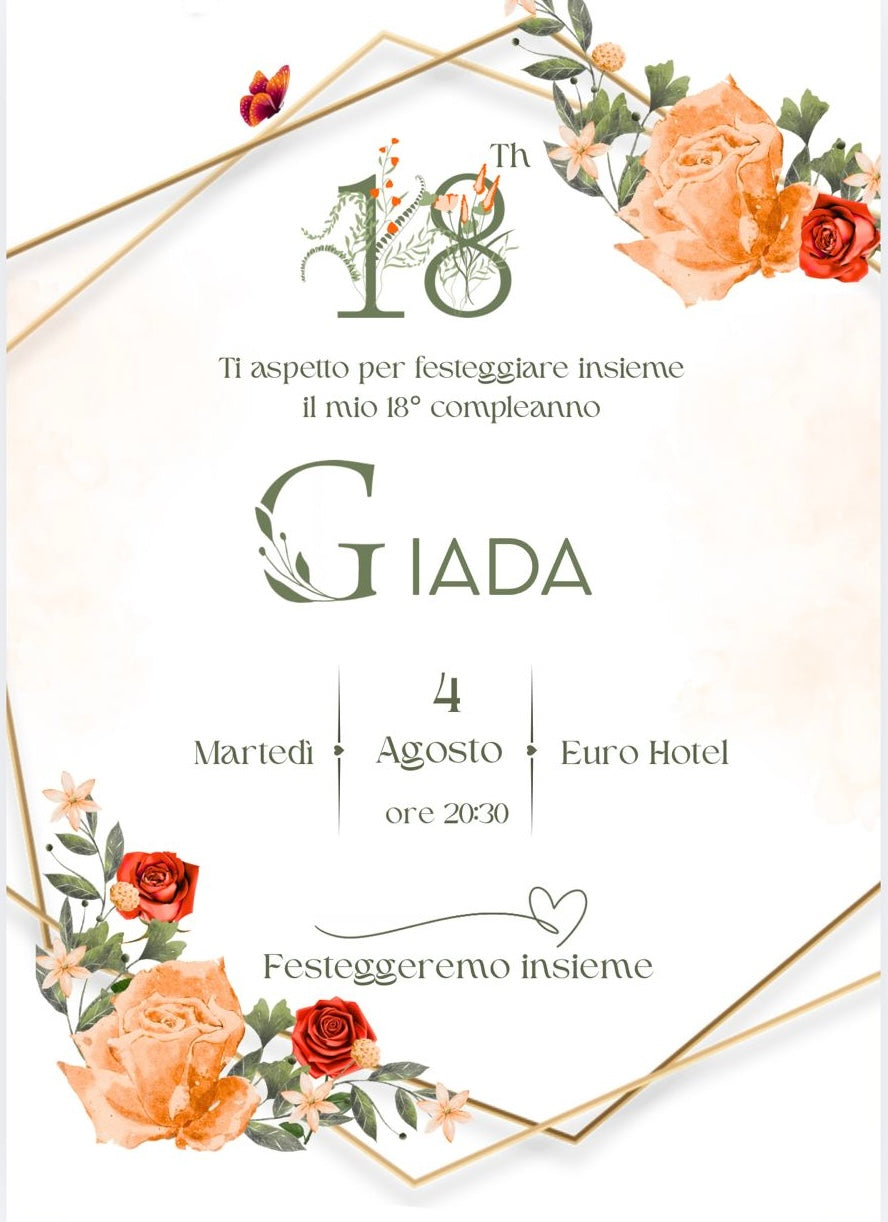 40 Inviti 18esimo compleanno Giada su cartoncino perlato