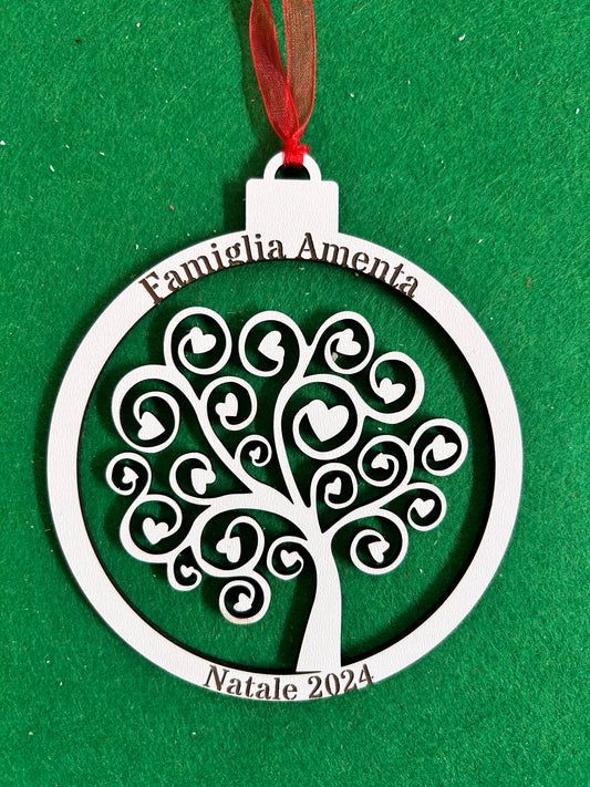 Addobbo Natalizio Pallina di Natale con albero della vita e personalizzabile